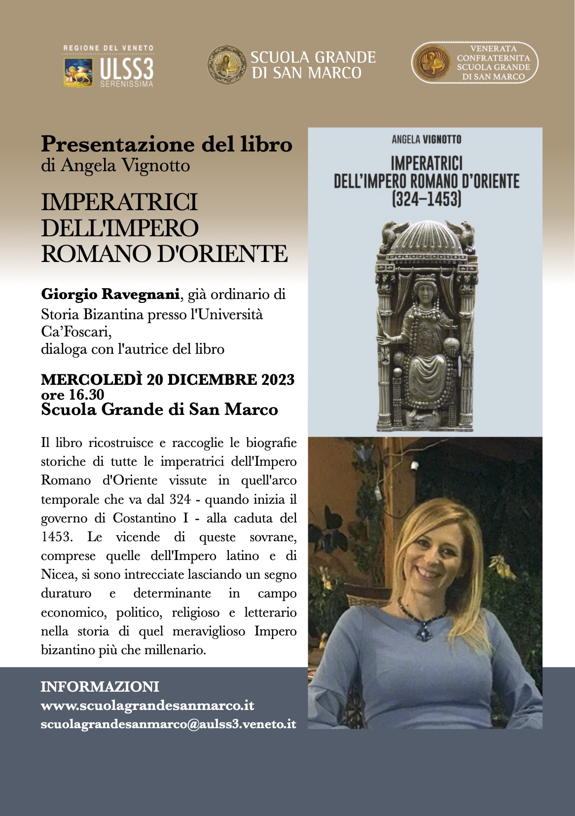 Presentazione del libro | IMPERATRICI DELL'IMPERO ROMANO D'ORIENTE | Mercoledì 20 Dicembre ore 16.30
