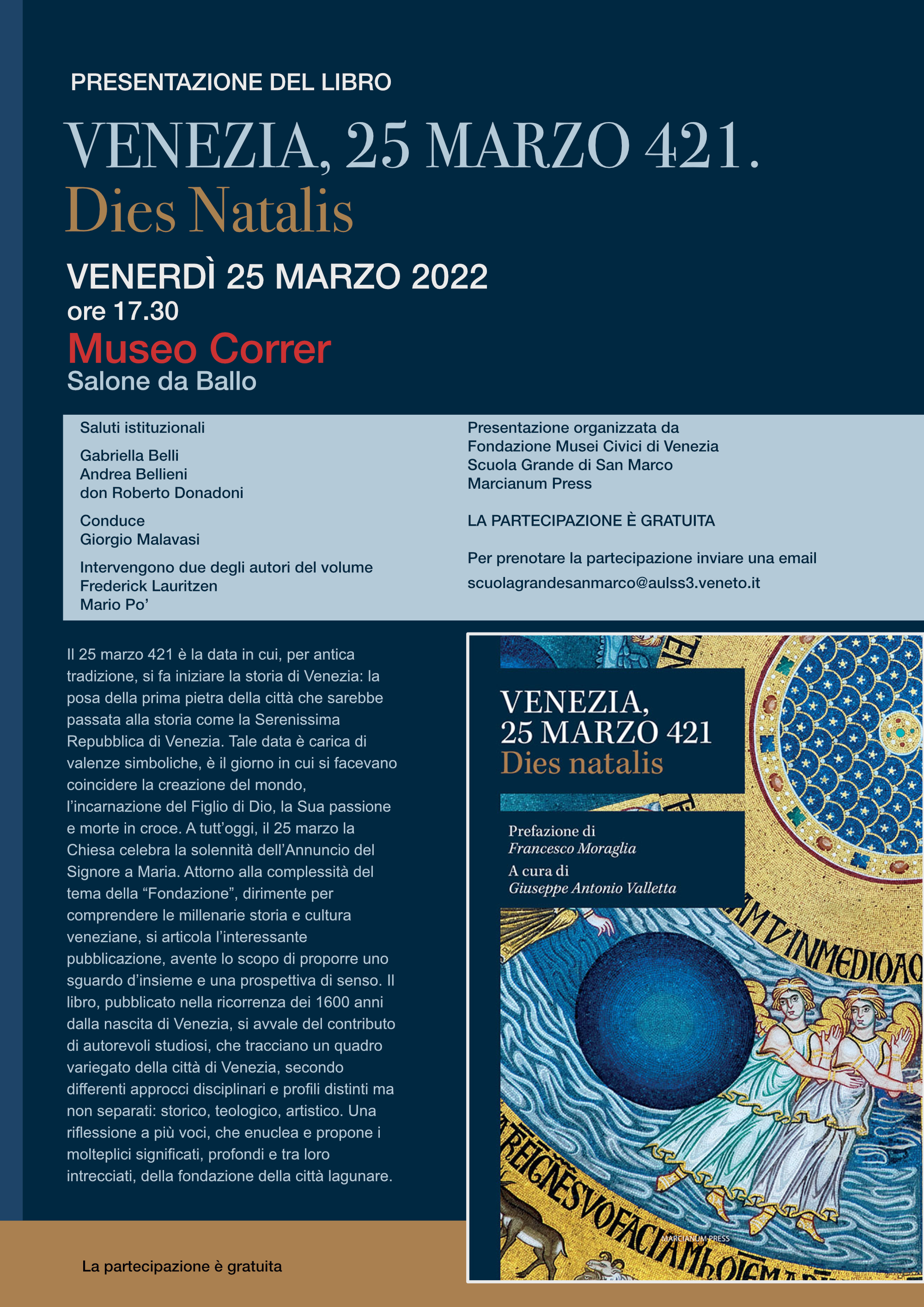 Presentazione del libro “Venezia, 25 marzo 421. Dies Natalis”