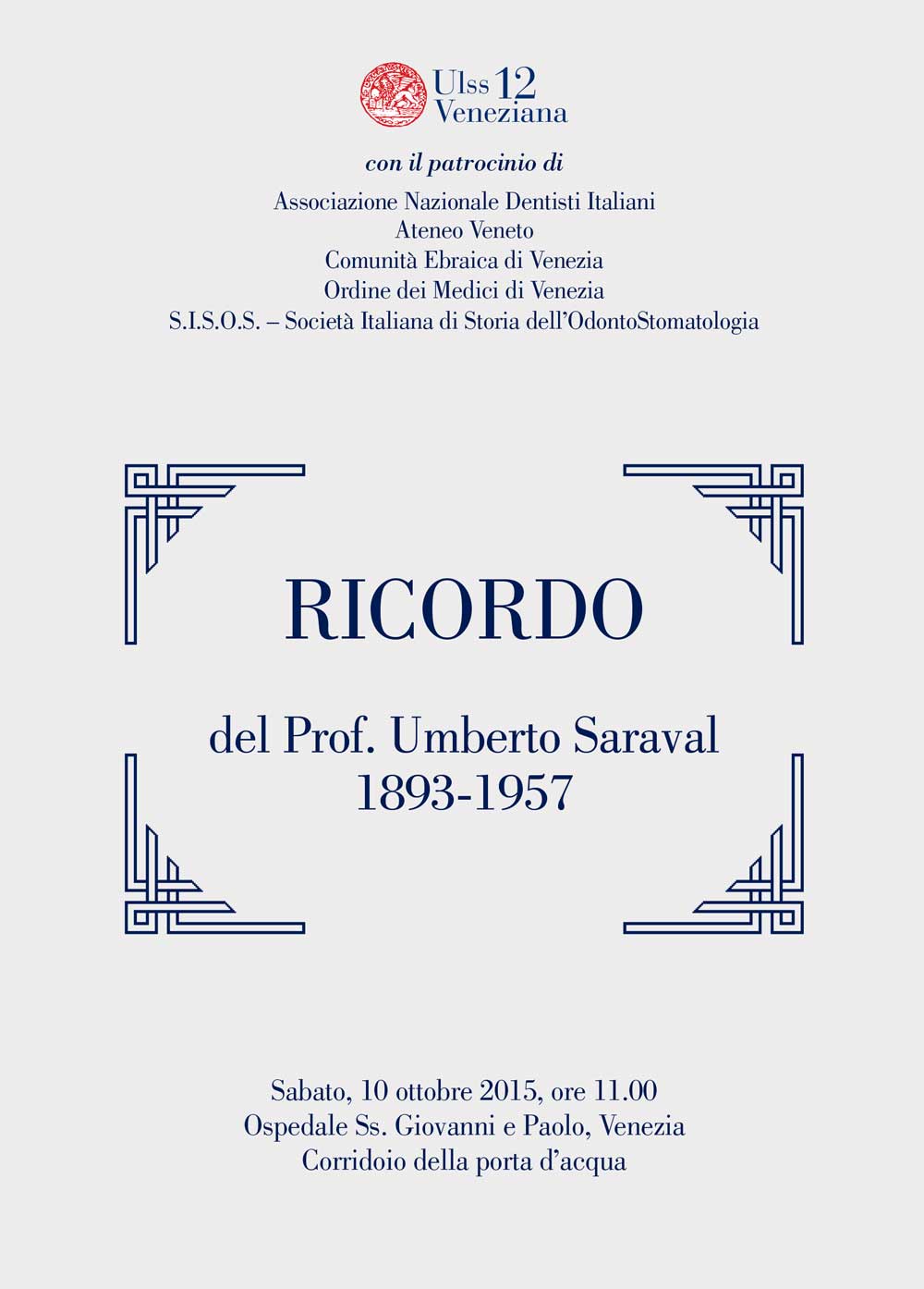 RICORDO del Prof. Umberto Saraval 1893-1957